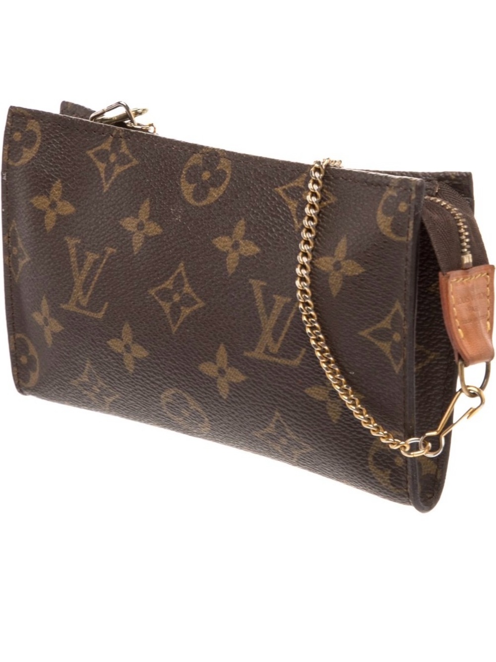 Louis Vuitton Monogram Canvas Chain Pouch in Brown & Gold